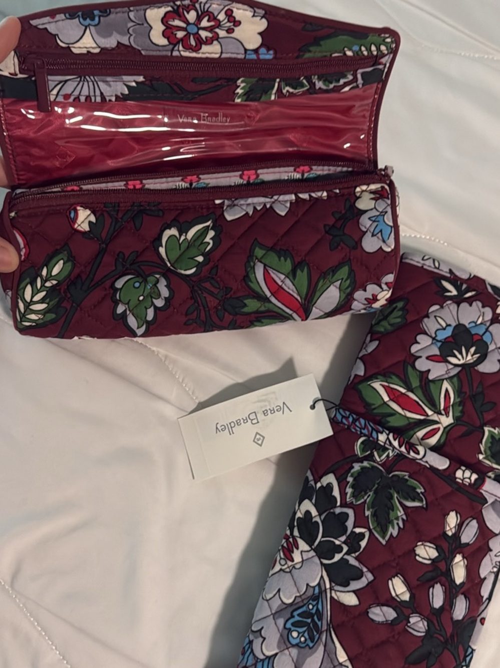 Vera Bradley Quilted Wallet in Burgundy Floral